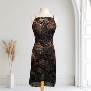 City Triangles Vintage Velour Dress 90’s Velvet Floral USA S Small M Medium